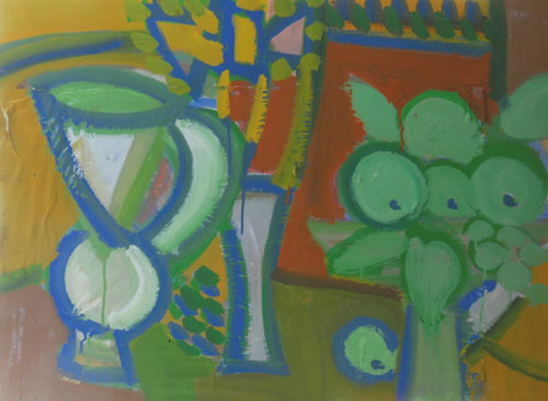 brocca con fiori in verde